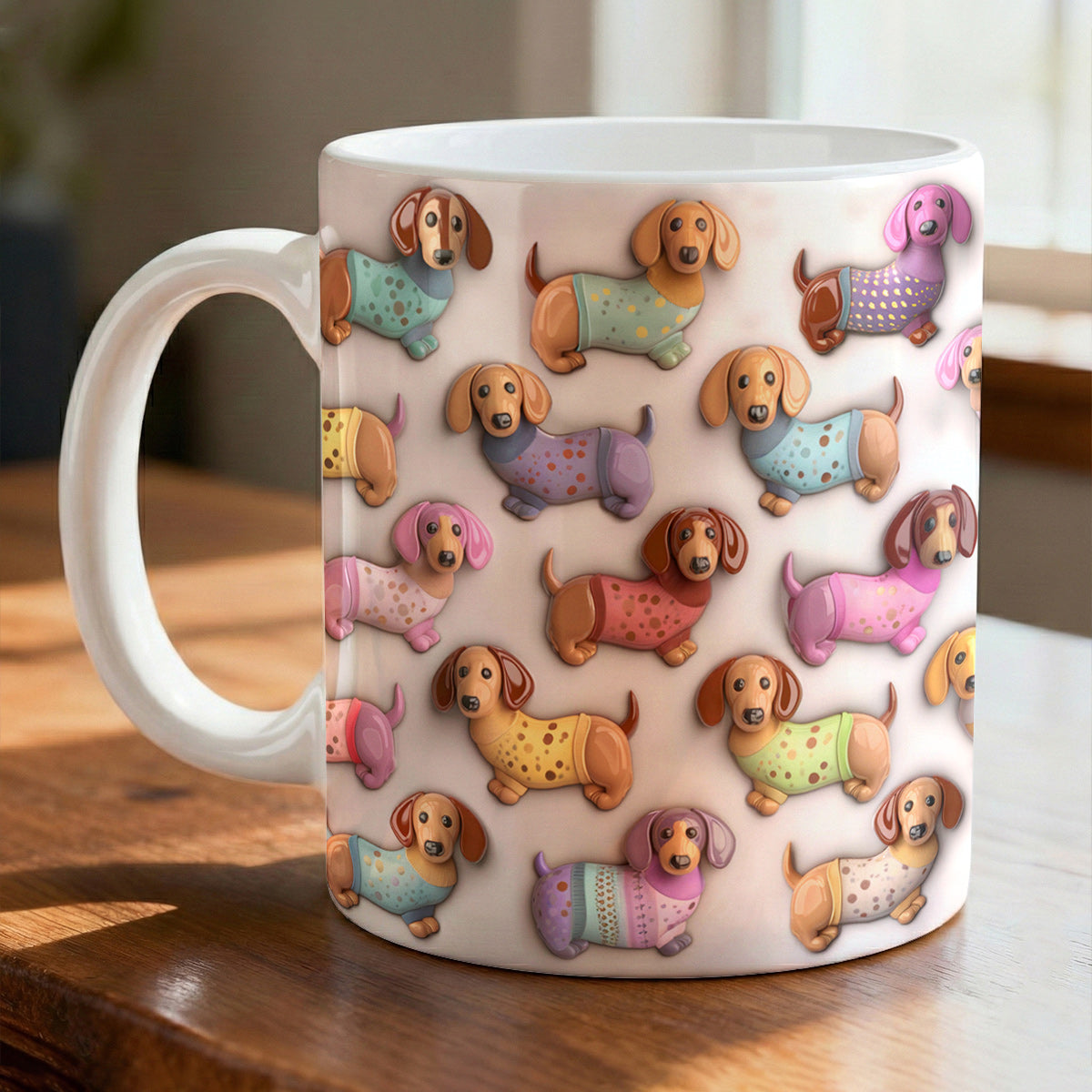Lorva Flat Print Mug Beautiful Pretty Dachshunds