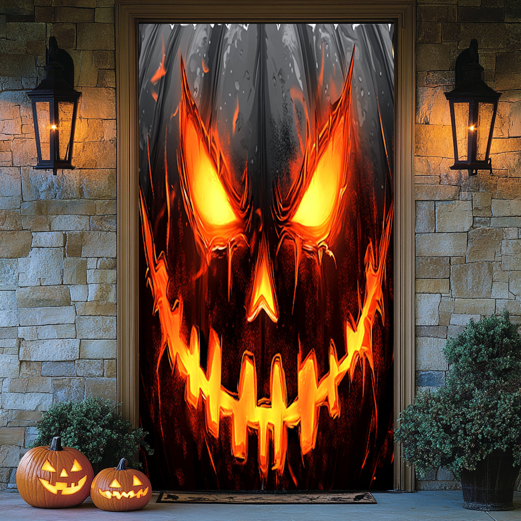 Lorva Halloween Door Cover Horror Pumpkin Face