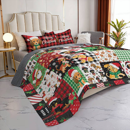 Dachshund Lorva All Season Quilt 3-Piece Set Merry Christmas