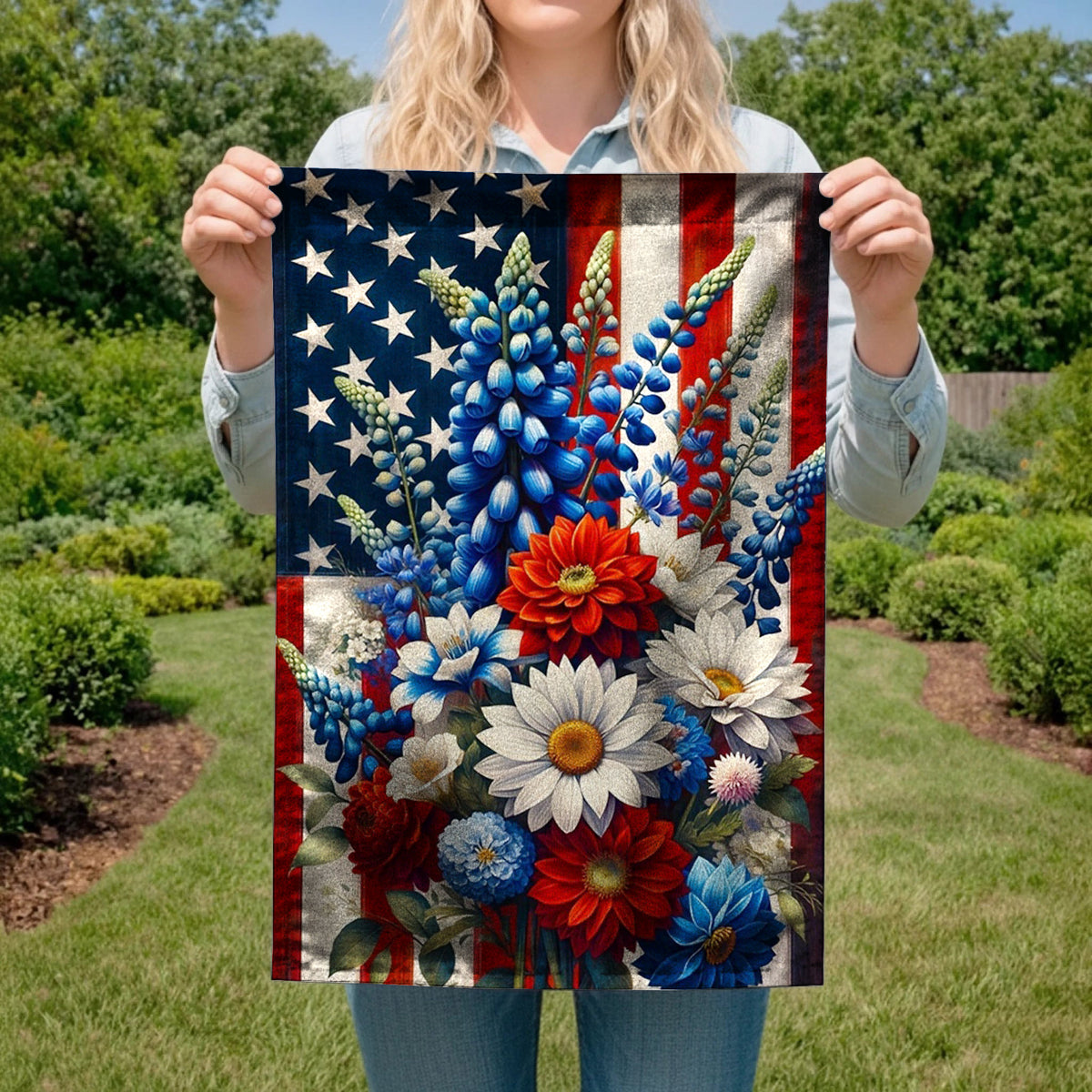 Lorva Garden America Flag Gorgeous Flowers