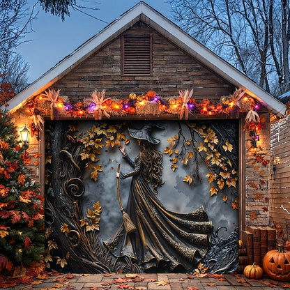 Lorva Witch Garage Door Banner Decoration Charming Autumn Witch