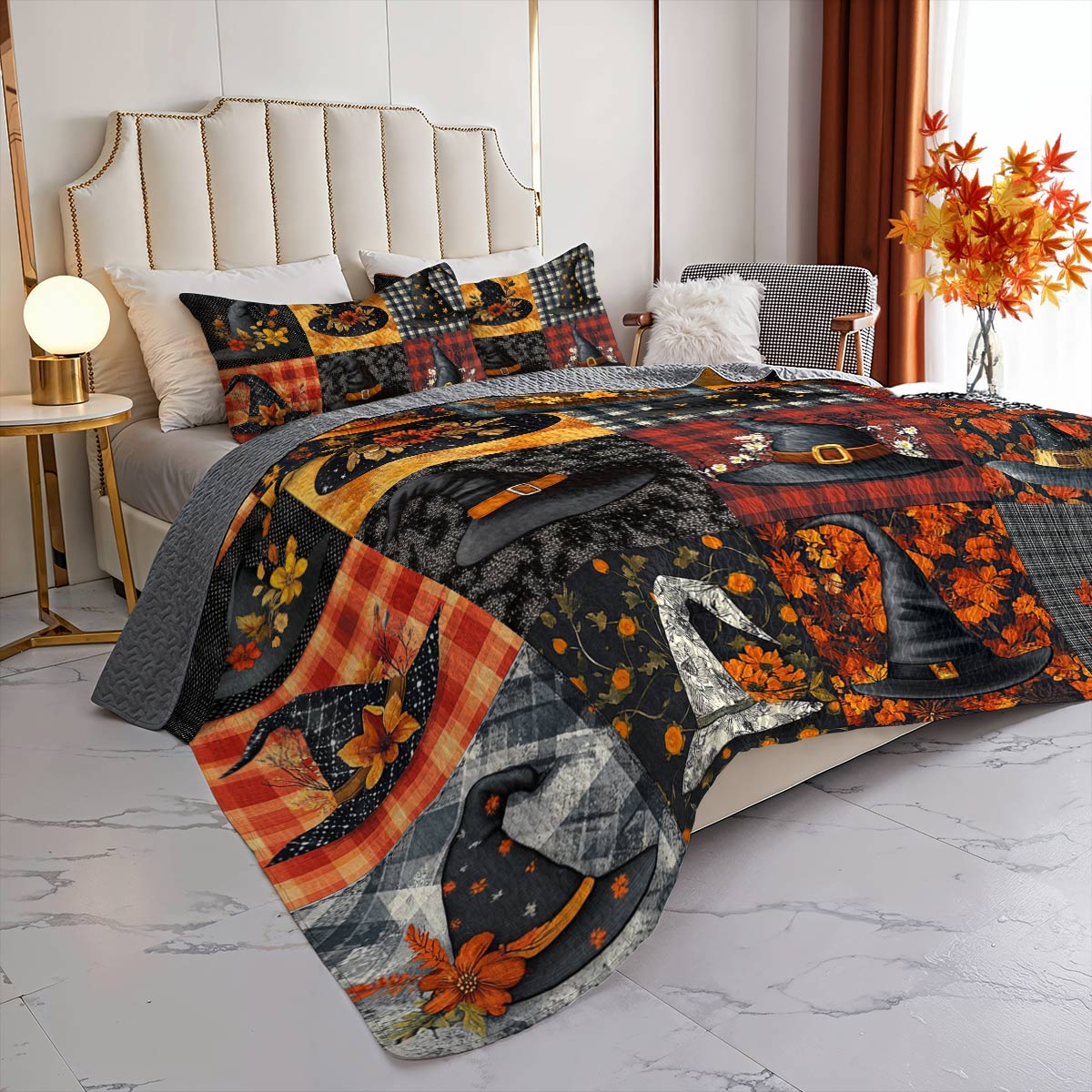 Witch Lorva All Season Quilt 3-Piece Set Autumn Witch Hats