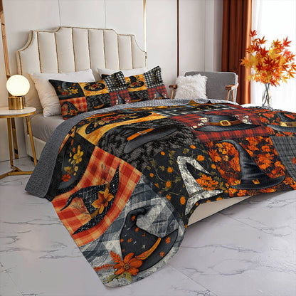 Witch Lorva All Season Quilt 3-Piece Set Autumn Witch Hats