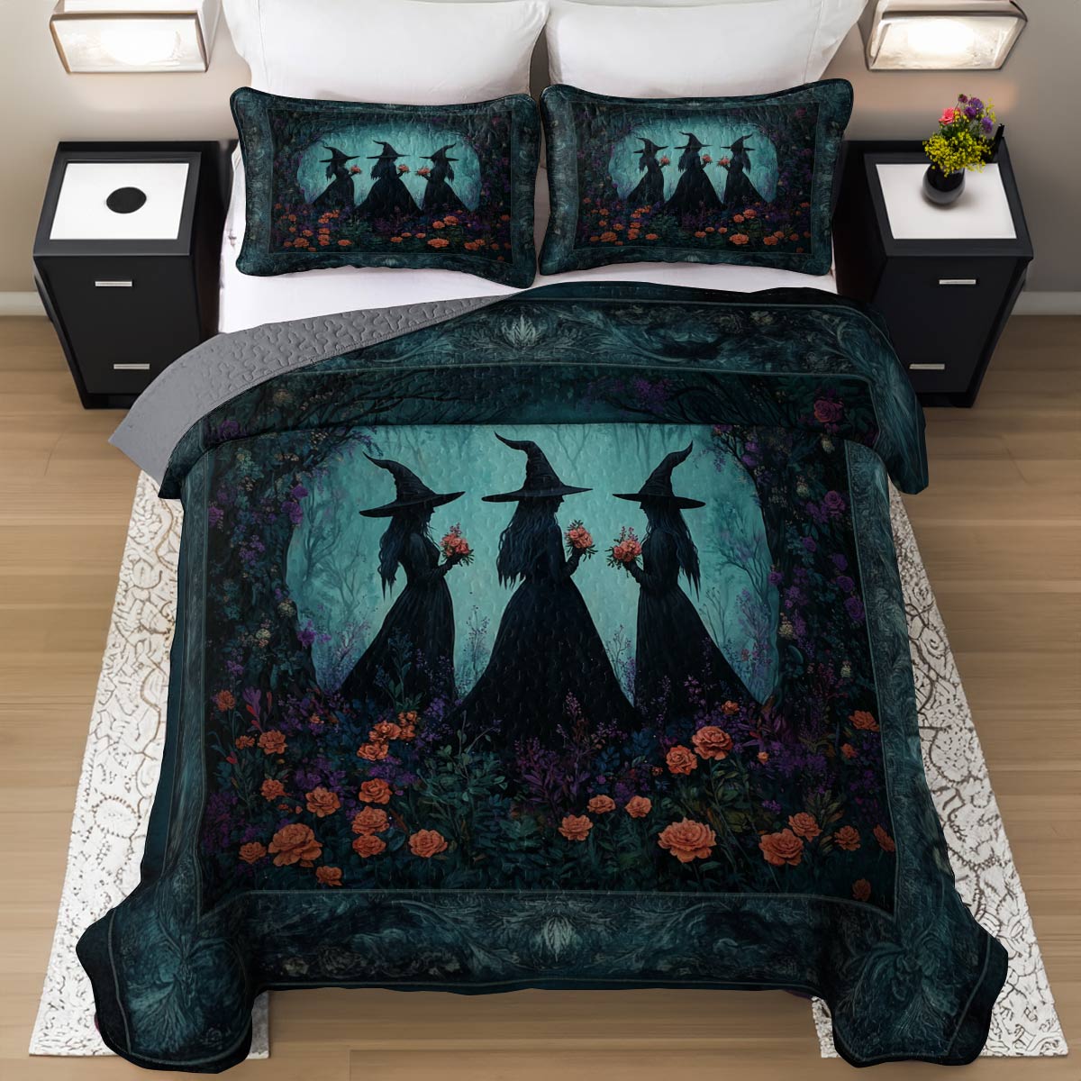 Witch Lorva All Season Quilt 3-Piece Set Moonflower Witches