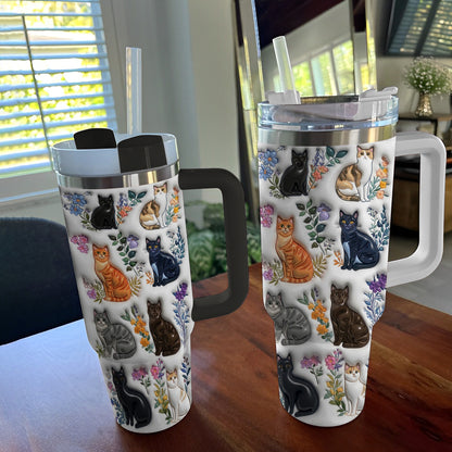 Lorva Tumbler Puffy Charming Floral Cats