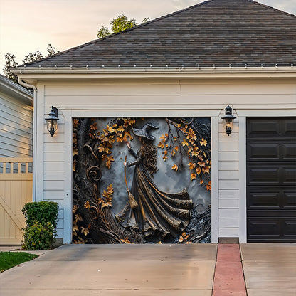 Lorva Witch Garage Door Banner Decoration Charming Autumn Witch