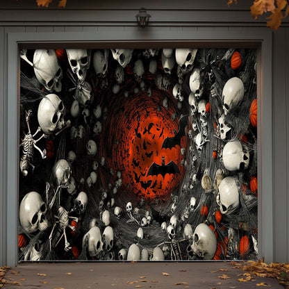 Lorva Halloween Garage Door Banner Decoration Haunted Skull Vortex