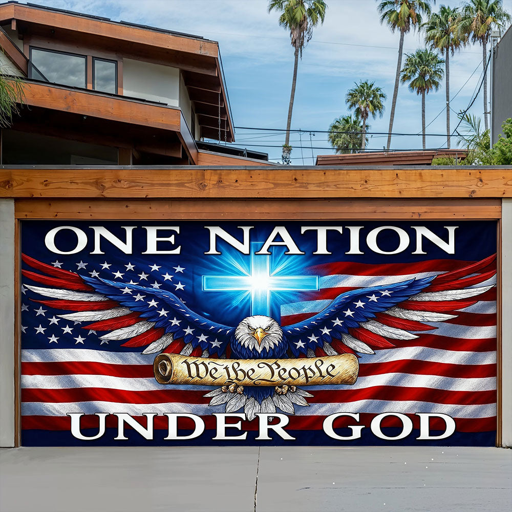 Lorva Patriotic Garage Door Banner Decoration In God We Stand