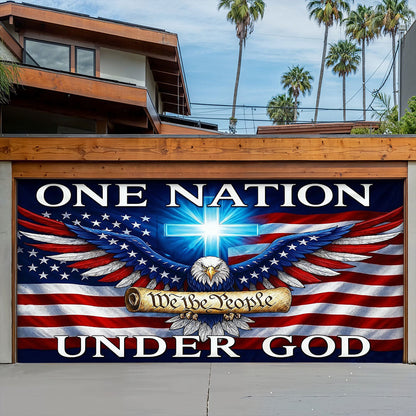 Lorva Patriotic Garage Door Banner Decoration In God We Stand