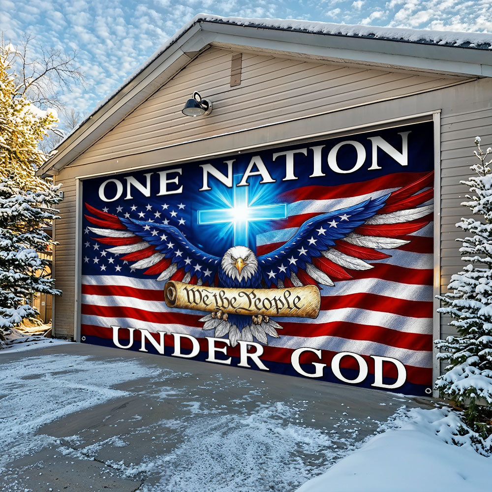 Lorva Patriotic Garage Door Banner Decoration In God We Stand