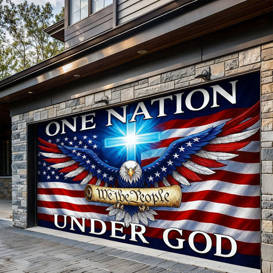 Lorva Patriotic Garage Door Banner Decoration In God We Stand