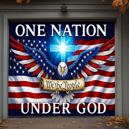 Lorva Patriotic Garage Door Banner Decoration In God We Stand