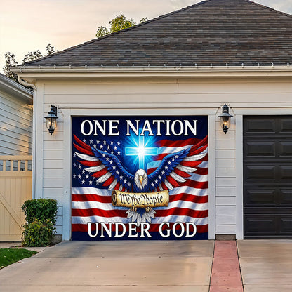 Lorva Patriotic Garage Door Banner Decoration In God We Stand