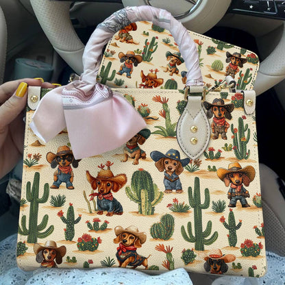 Lorva Dachshund Leather Bag Cowboy Cactus Crew