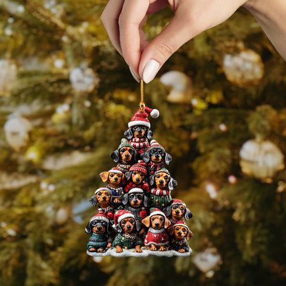Lorva Dachshund Acrylic Ornament Merry Dachmas