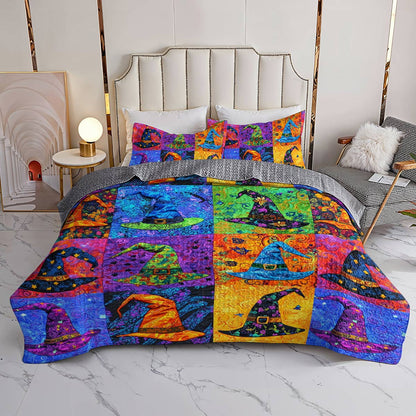 Witch Lorva All Season Quilt 3-Piece Set Colorful Witch Hats