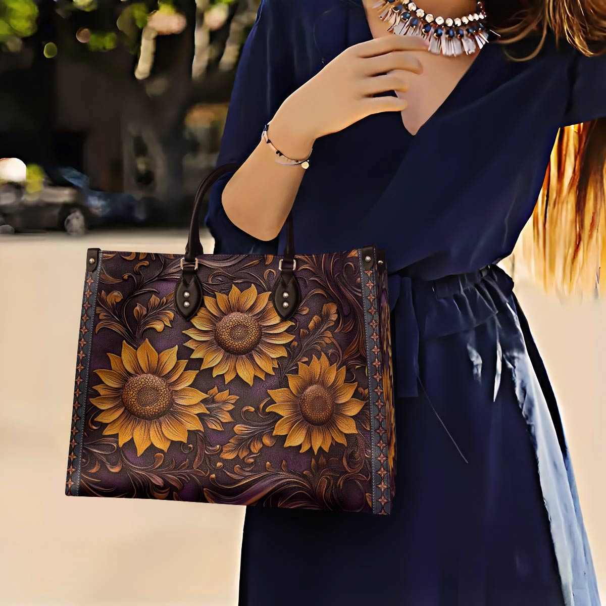Lorva Leather Bag Sunflower Hope Love