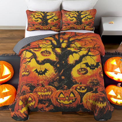 Halloween Lorva All Season Quilt 3-Piece Set Haunted Pumpkin Tree