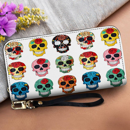 Lorva Leather Wallet Colorful Rose Sugar Skull