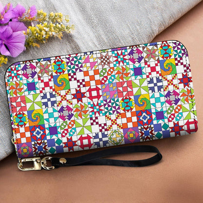 Lorva Leather Wallet Colorful Quilting Blocks