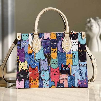 Lorva Leather Bag Colorful Cat Parade