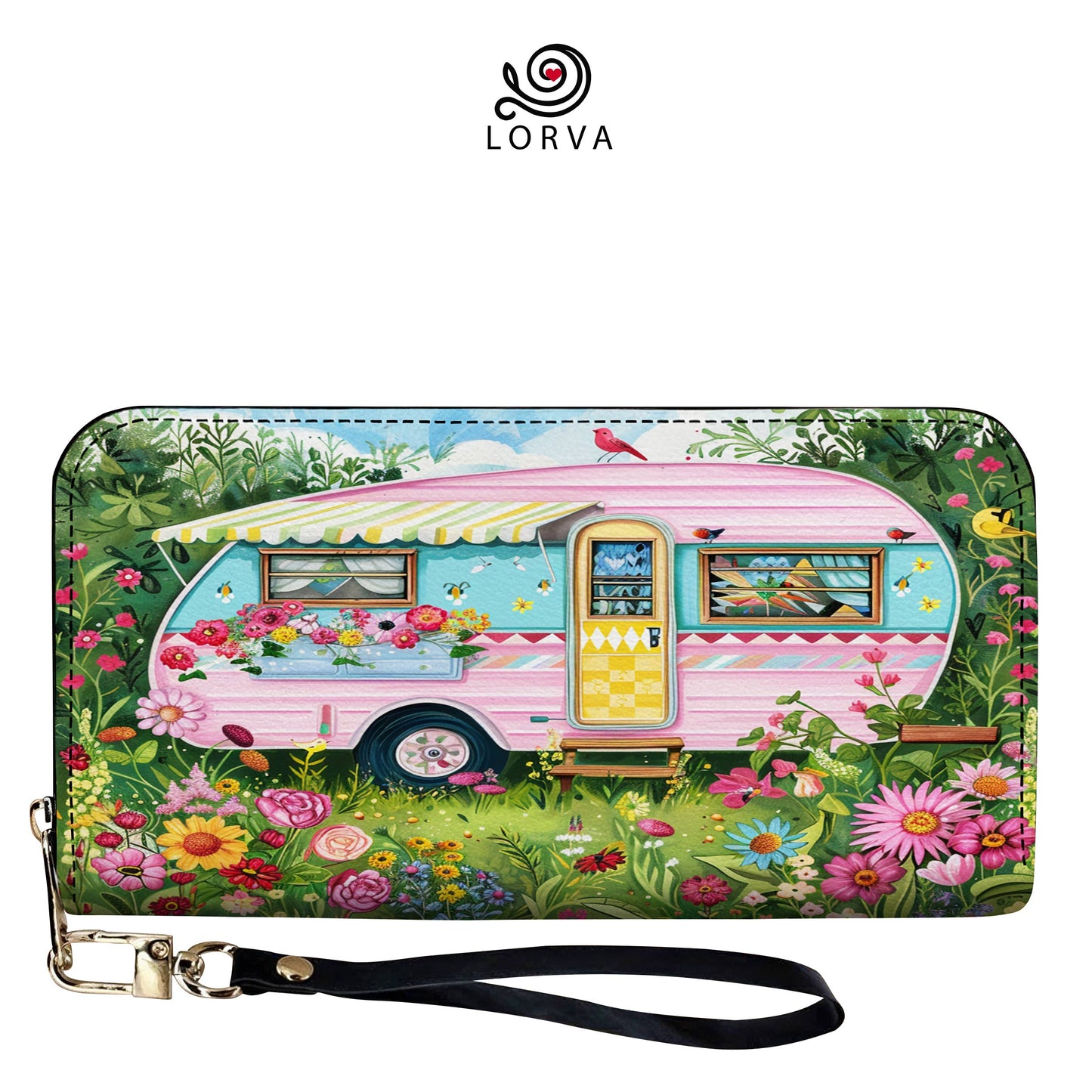 Lorva Leather Wallet Happy Camper