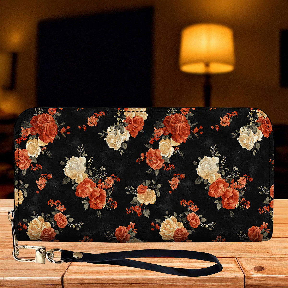 Lorva Leather Wallet Midnight Rose Elegance