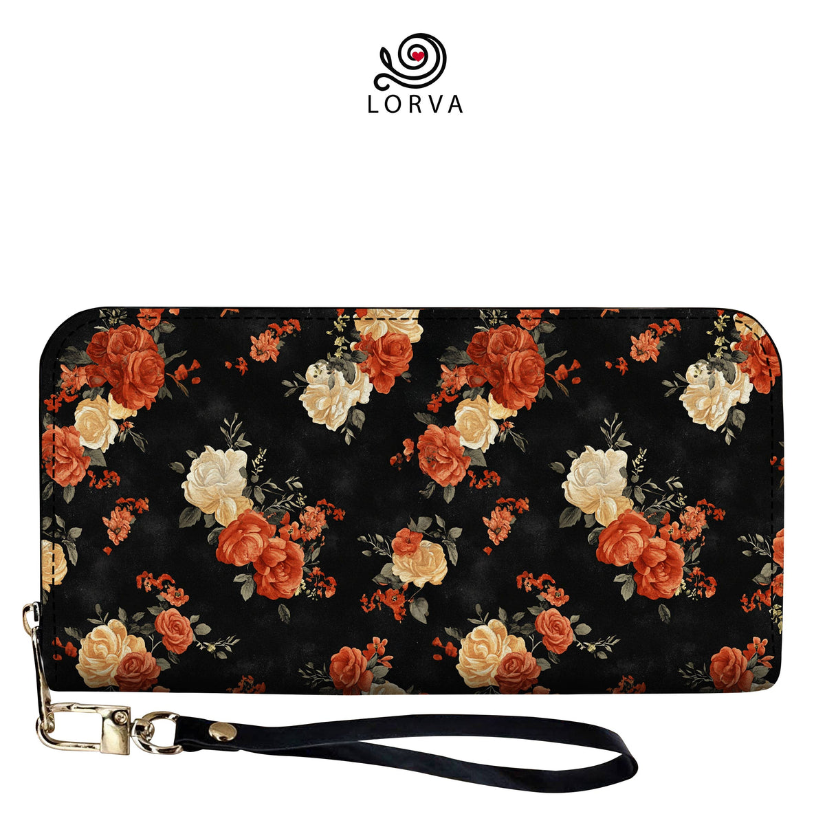 Lorva Leather Wallet Midnight Rose Elegance