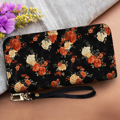 Lorva Leather Wallet Midnight Rose Elegance
