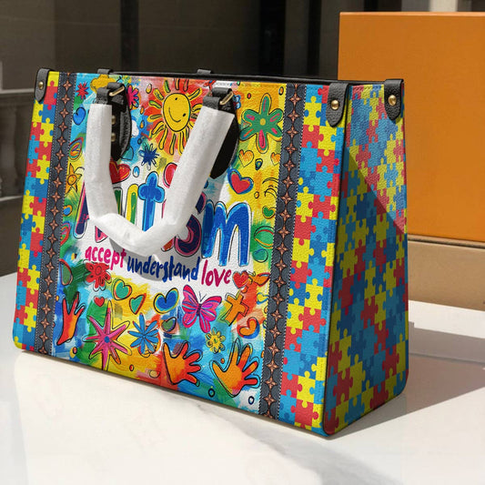 Lorva Leather Bag Autism Accept Understand Love