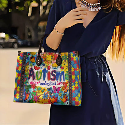 Lorva Leather Bag Autism Accept Understand Love