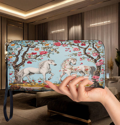 Lorva Horse Leather Wallet Floral Steed