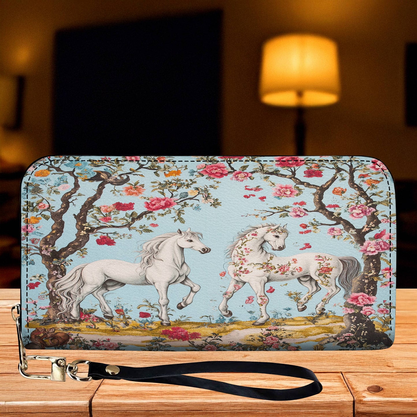 Lorva Horse Leather Wallet Floral Steed