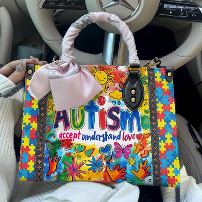 Lorva Leather Bag Autism Accept Understand Love