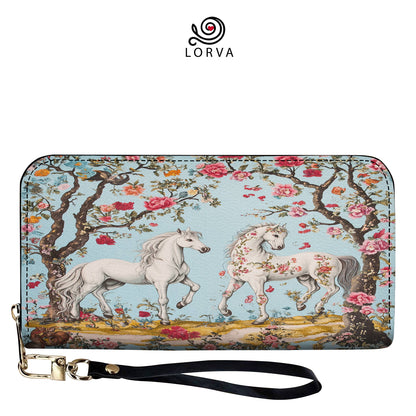 Lorva Horse Leather Wallet Floral Steed