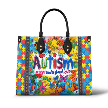 Lorva Leather Bag Autism Accept Understand Love