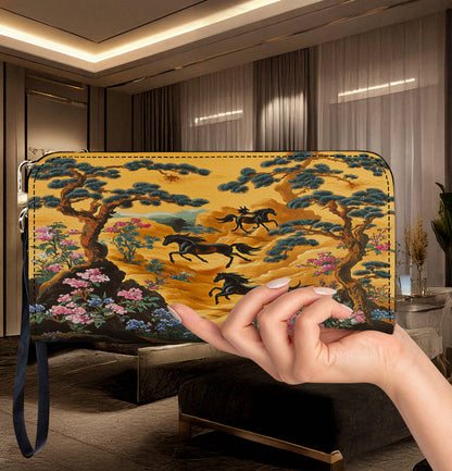 Lorva Horse Leather Wallet Oriental Sunset Riders