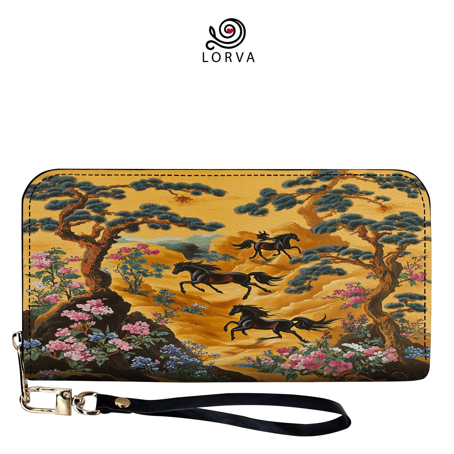 Lorva Horse Leather Wallet Oriental Sunset Riders