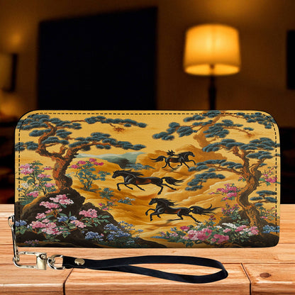 Lorva Horse Leather Wallet Oriental Sunset Riders