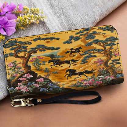 Lorva Horse Leather Wallet Oriental Sunset Riders