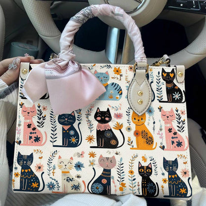 Lorva Leather Bag Midnight Meows And Morning Blooms