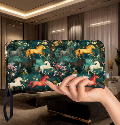 Lorva Horse Leather Wallet Night Bloom Canter