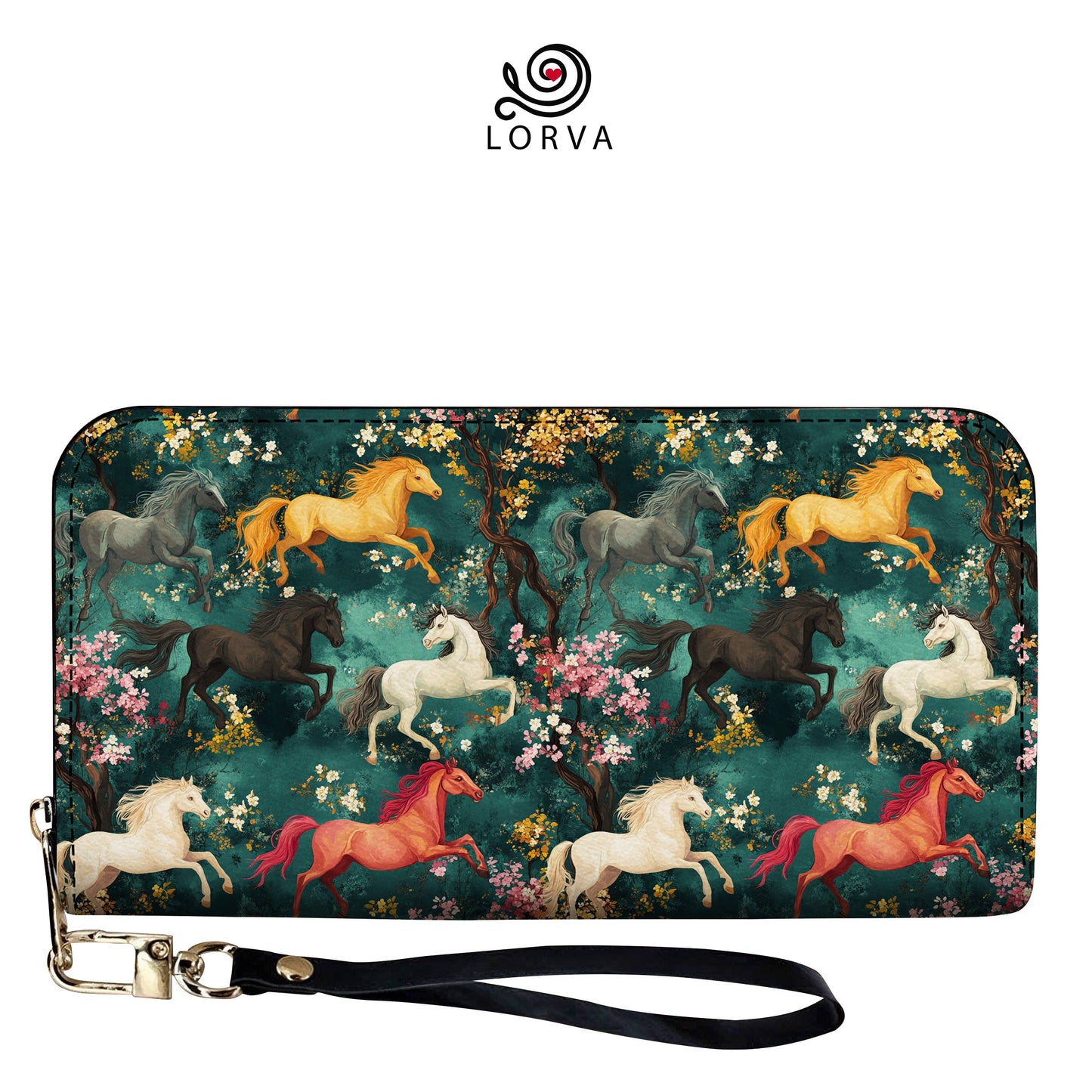 Lorva Horse Leather Wallet Night Bloom Canter