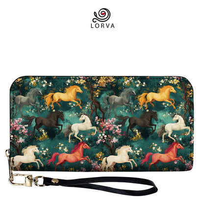 Lorva Horse Leather Wallet Night Bloom Canter