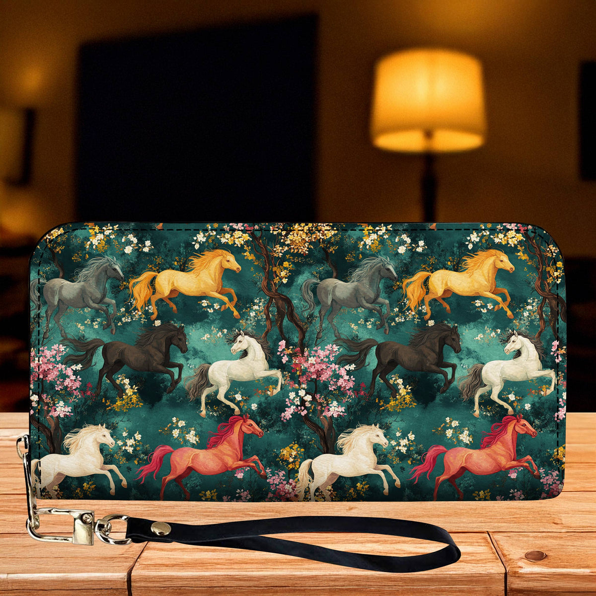 Lorva Horse Leather Wallet Night Bloom Canter