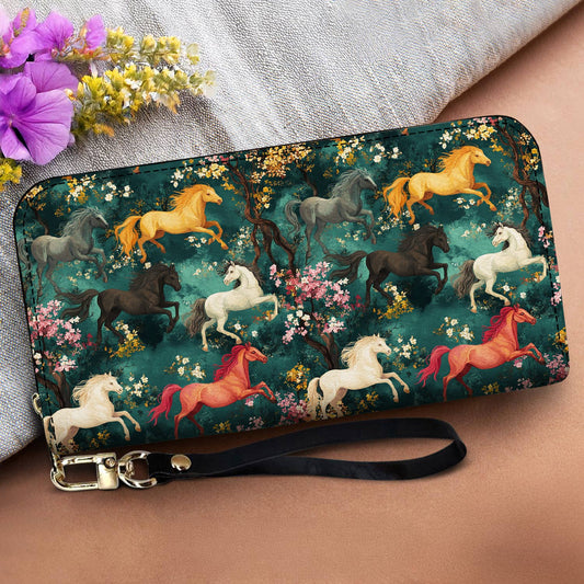 Lorva Horse Leather Wallet Night Bloom Canter