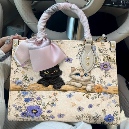 Lorva Leather Bag Cute Blossom Kittens