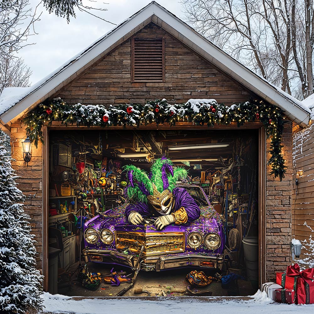 Lorva Garage Door Banner Decoration Mardi Gras Workshop