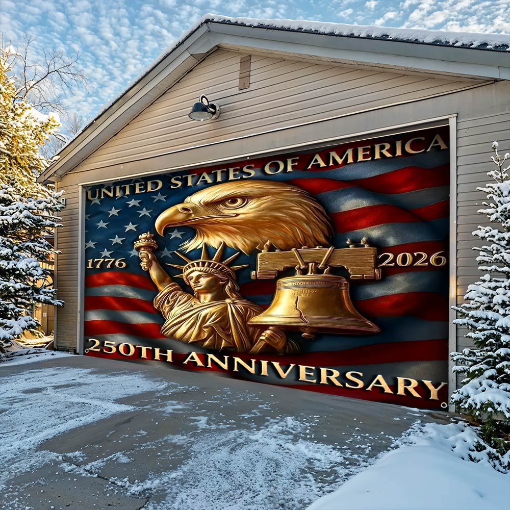 Lorva Garage Door Banner Decoration America 250th Anniversary