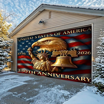 Lorva Garage Door Banner Decoration America 250th Anniversary